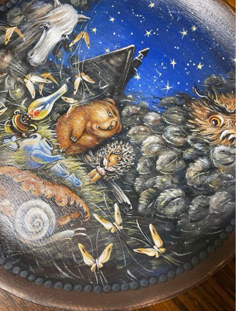 ロシア雑貨☆『霧の中のハリネズミ』木製トレー　壁掛け飾り マトリョーシカ