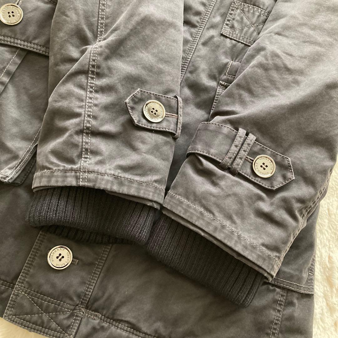 【美品】バーバリーブルーレーベル ミリタリージャケット リアルファ 中綿 黒