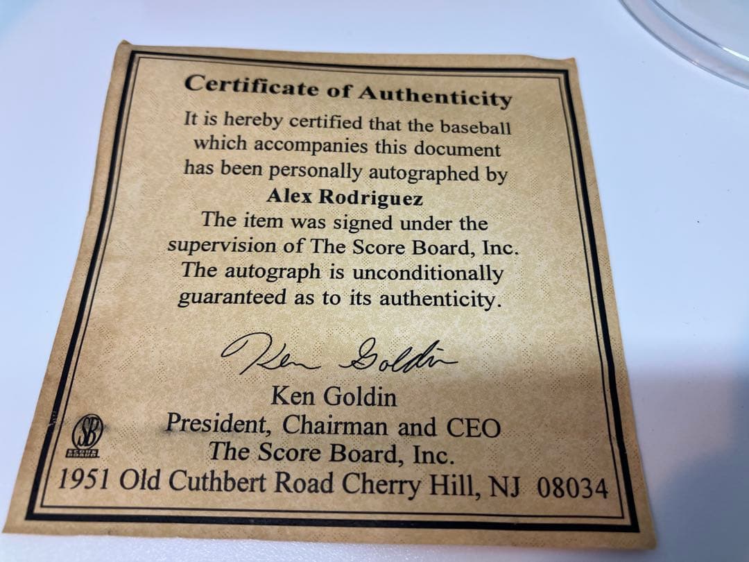 アレックス・ロドリゲス A-Rod 直筆サイン入り公式ボール スコアボード社認定