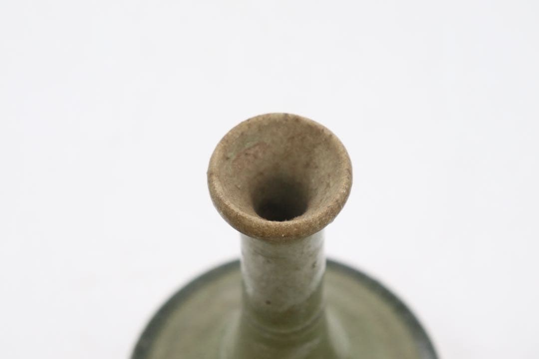 坂田甚内作　緑釉瓶　花入　送料込み250612