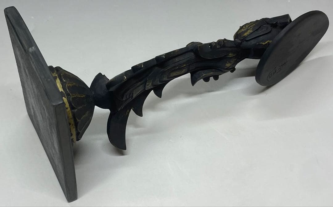 叩き彫　勢至菩薩像　寿造　木彫　b73