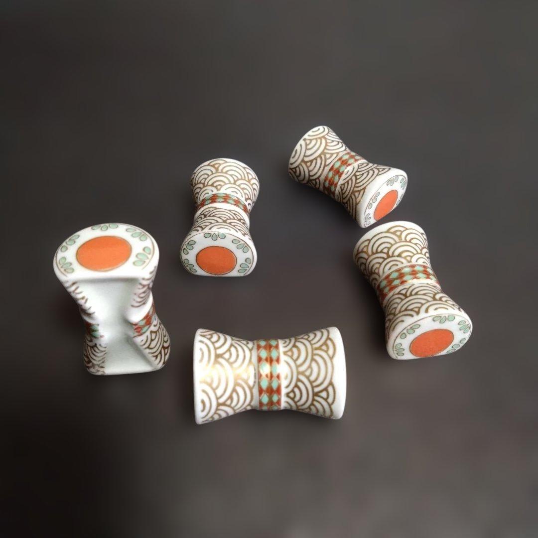 有田焼 幸楽窯 錦鼓 箸置5個　お祝い