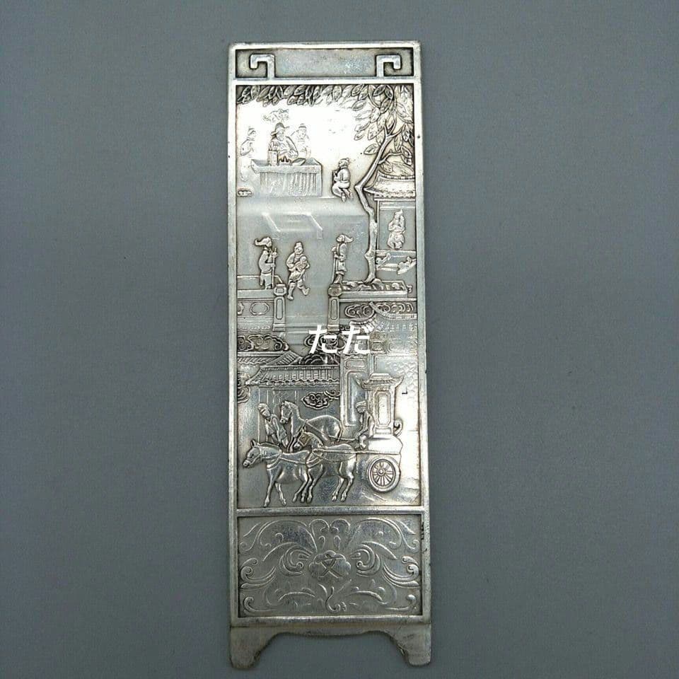 銅制 彫刻雅趣文豪屛風 茶道具 書道具 文房具 装飾品 工芸品 置物