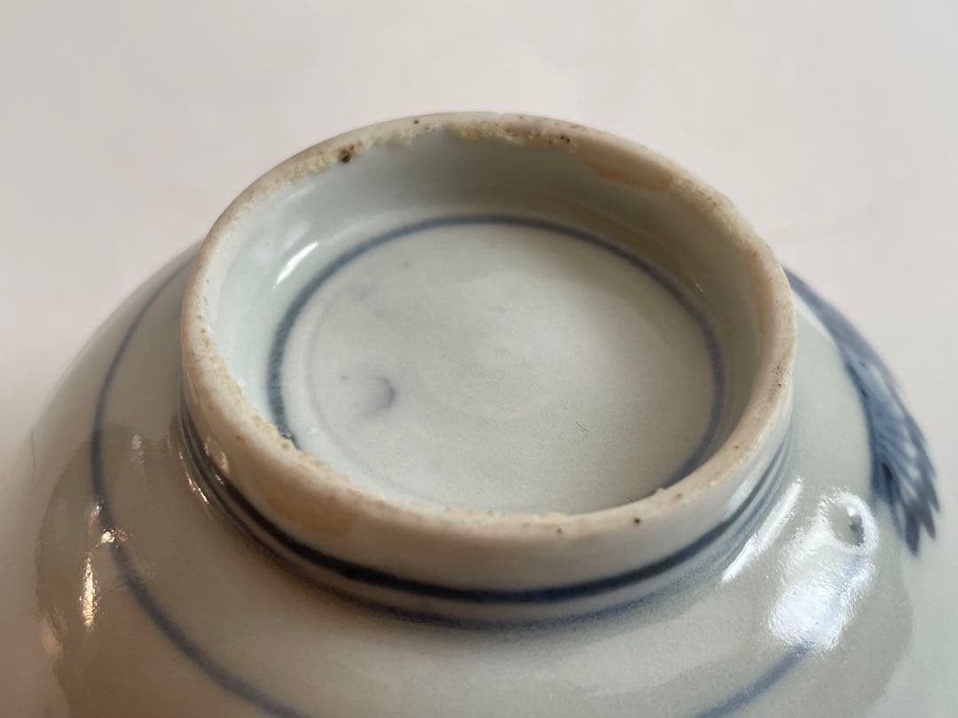 骨董　アンティーク　古伊万里　染付　樹木文様　　お碗　飯碗