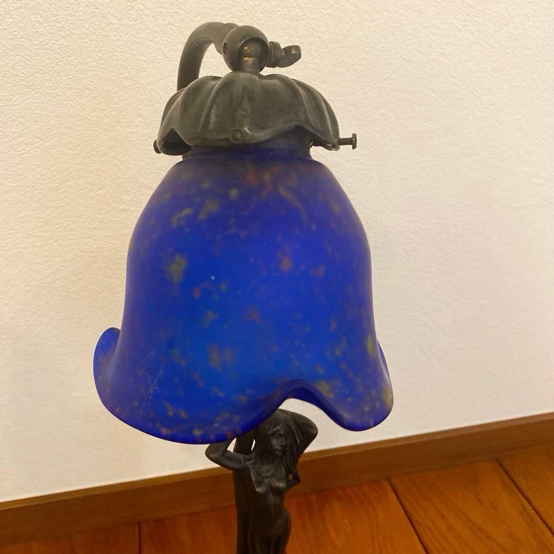 【美品】アンティーク　ランプ　青色