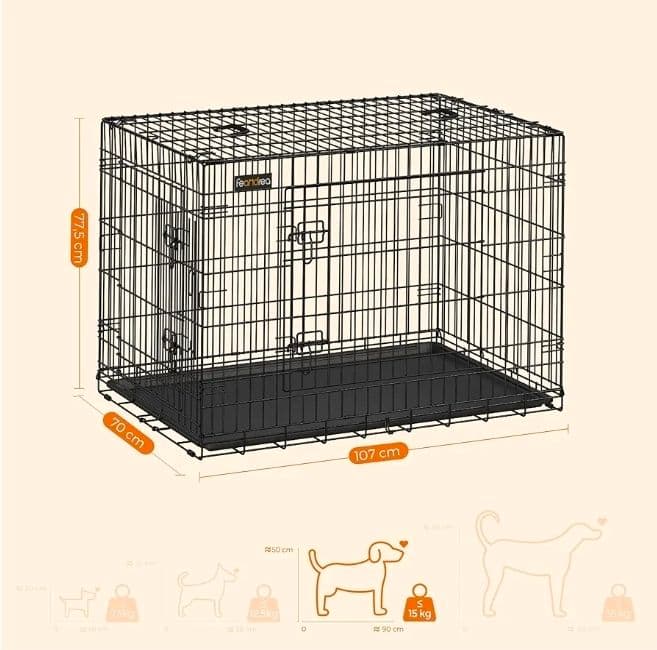 ペットケージ折り畳み式持ち手付き107x70x77.5cm室内外兼用 トレー付き