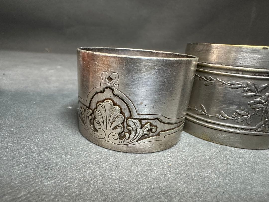 銀製　アンティーク　銀メッキ　ナプキンリング　箱置物　骨董　飾り物　古美術品