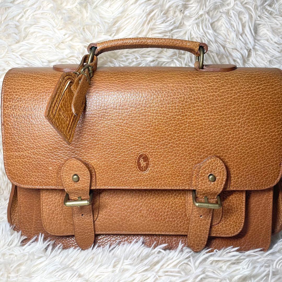 【美品✨】ラルフローレン　シボ革　2way ビジネスバッグ　メッセンジャーバッグ