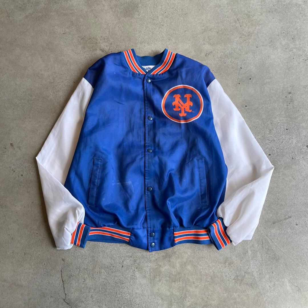 90s chalk line Mets USA製 ナイロンスタジャン L