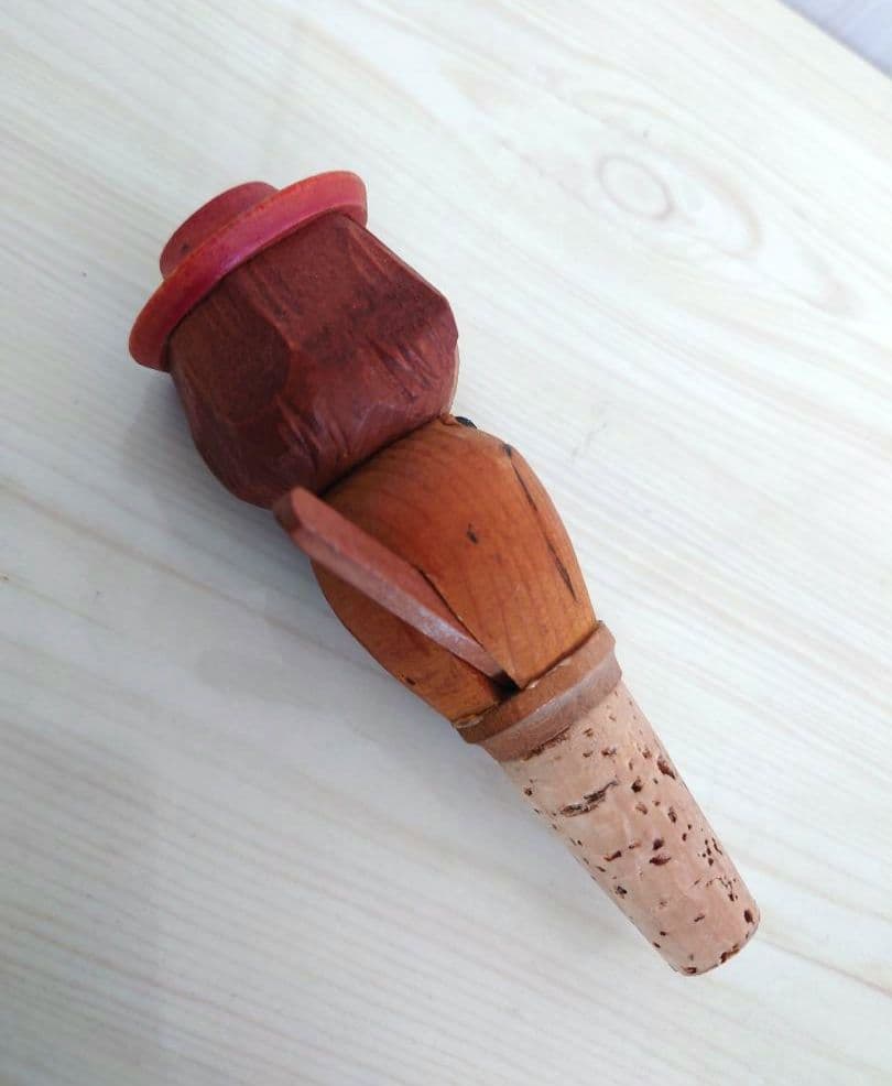 アンティーク　木彫り　人形からくり ボトルストッパー　4個