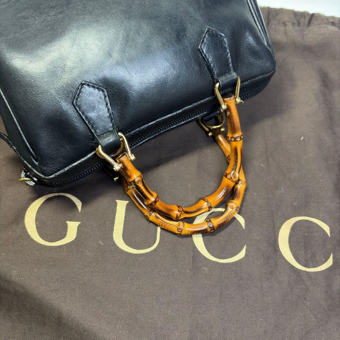 美品　グッチ バンブー 2WAY ミニ ボストンバッグ ヴィンテージ 黒　極小