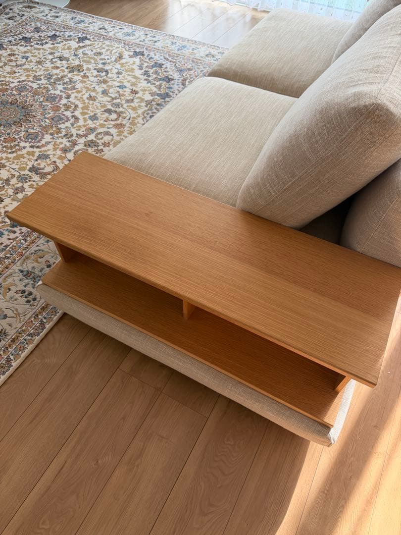 ACTUS ベージュ ファブリック 2〜3人掛けソファ サイドテーブル付き