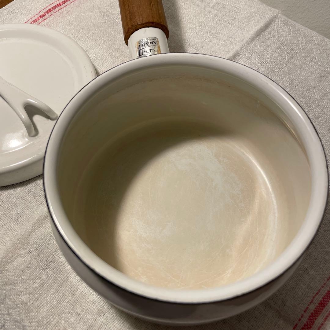 ARABIA Finel ホーロー 片手鍋ミルクパン 木製ハンドル フィンランド