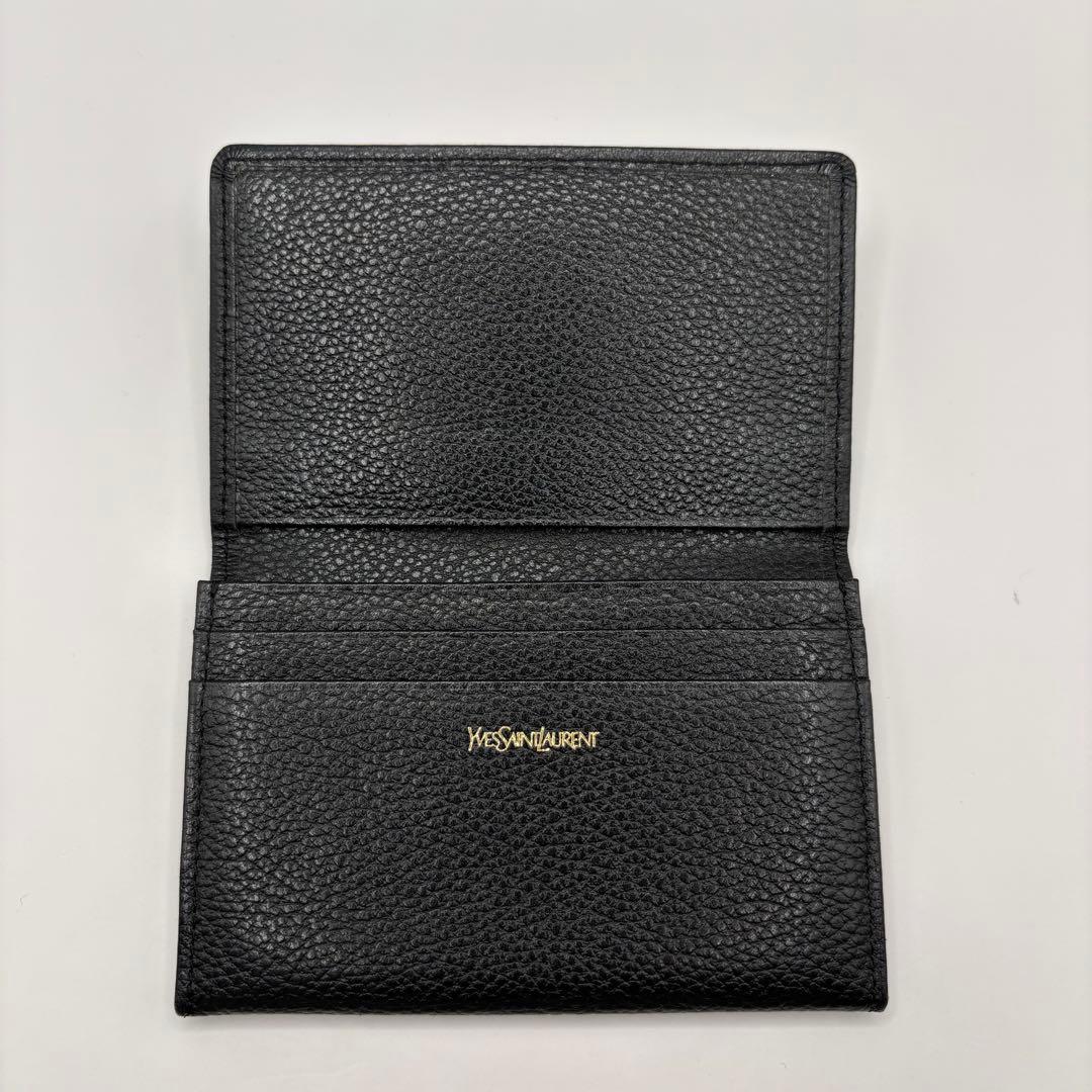 yves saint laurent 名刺入れ　カードケース　ブラック　型押し