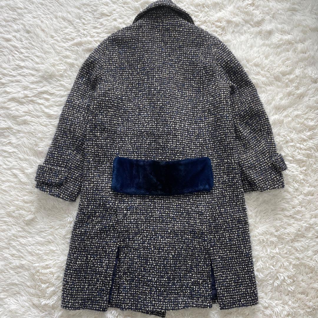 イレブンティ 伊製 ポロコート メランジ 起毛ブークレ　毛　総裏キルティング