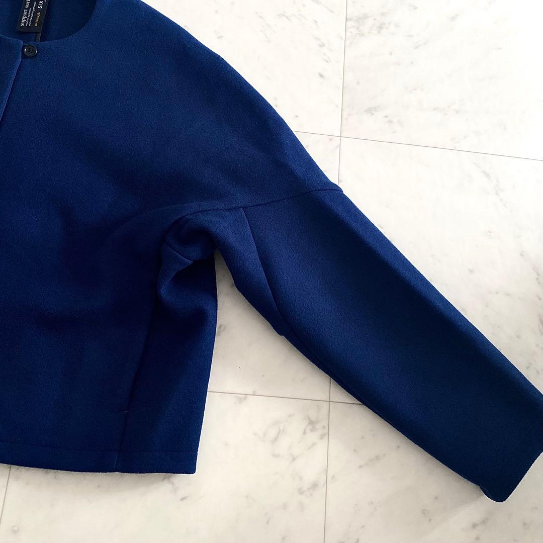 美品 サポートサーフェス×シジェームギンザ ノーカラーショート丈ウールコート 1