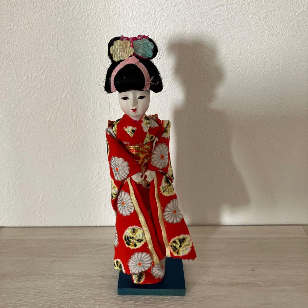 豆市松　市松人形　かつら　着せ替え　日本人形　ミニチュア　木箱　HANAKO