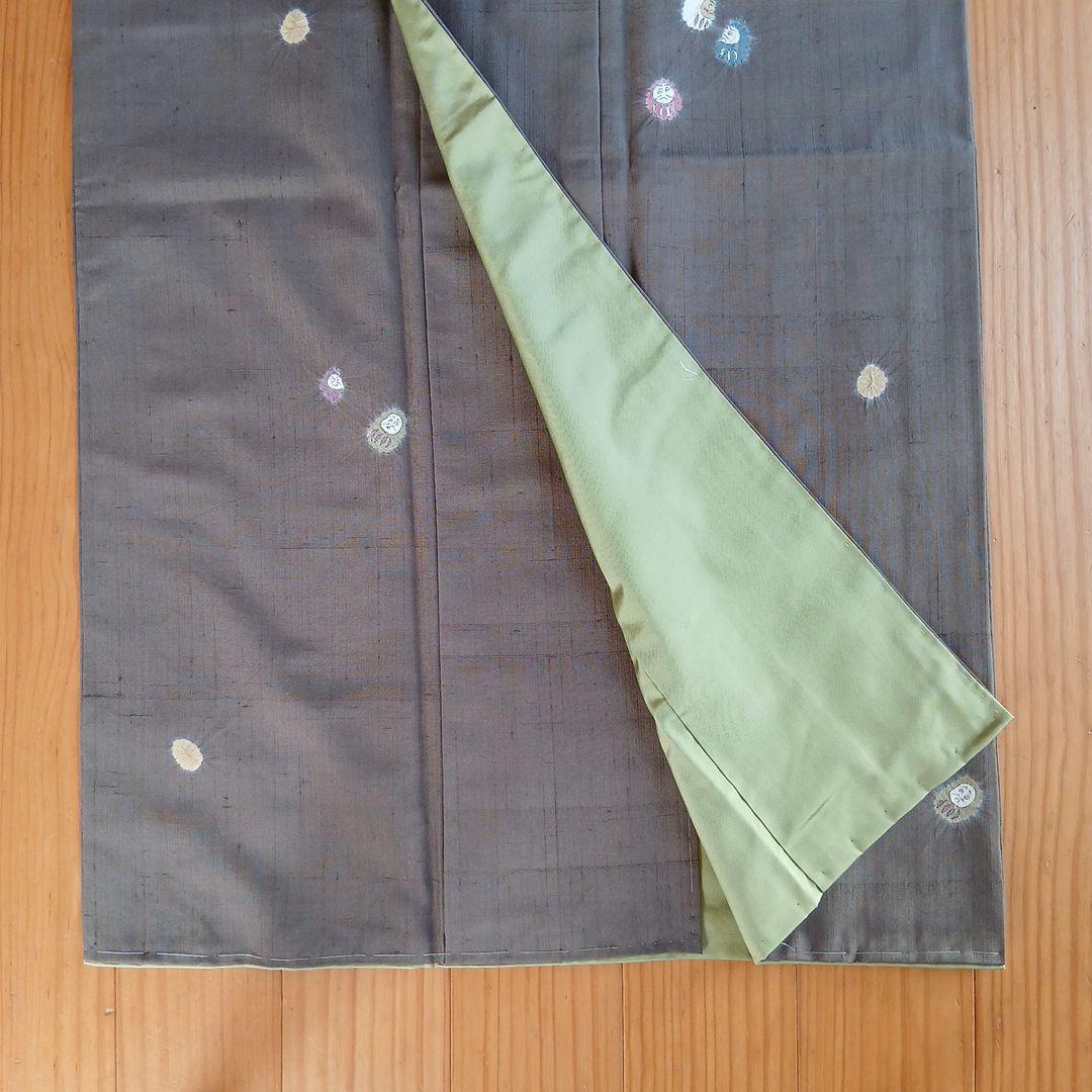 トミモ様⭐未使用⭐赤城紬(ブラウン・だるま柄)　小さいサイズ