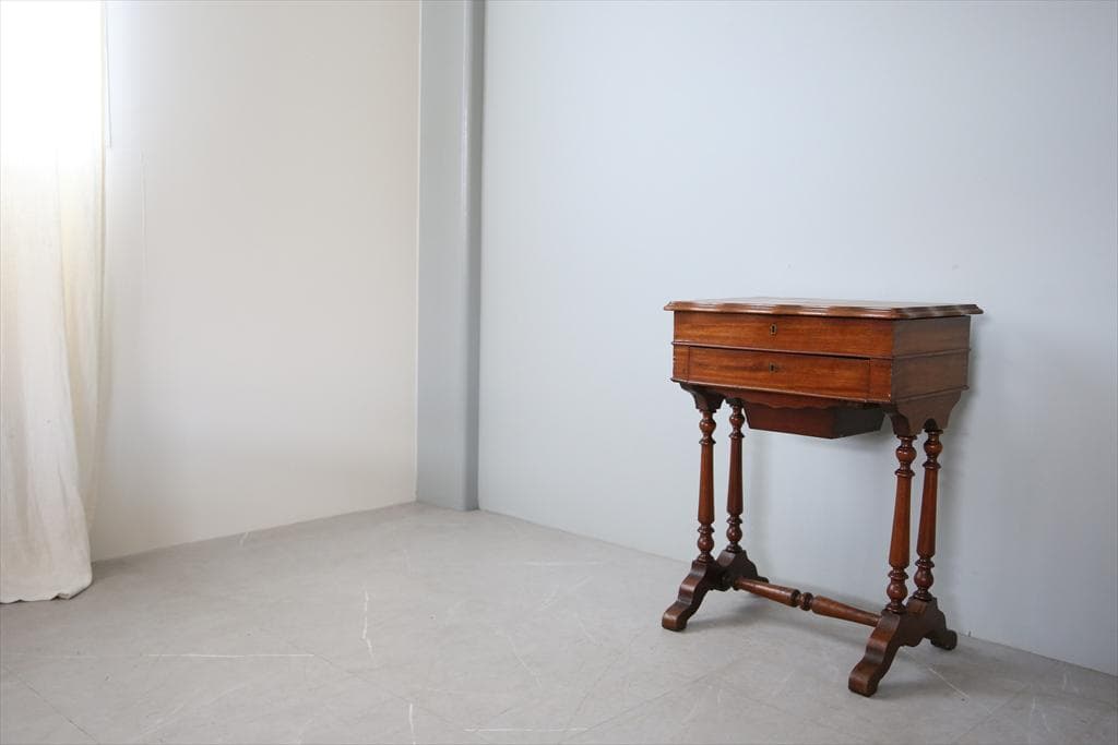 フランスアンティーク木製ドレッサー/テーブル/化粧机デスク/飾り棚(91-238