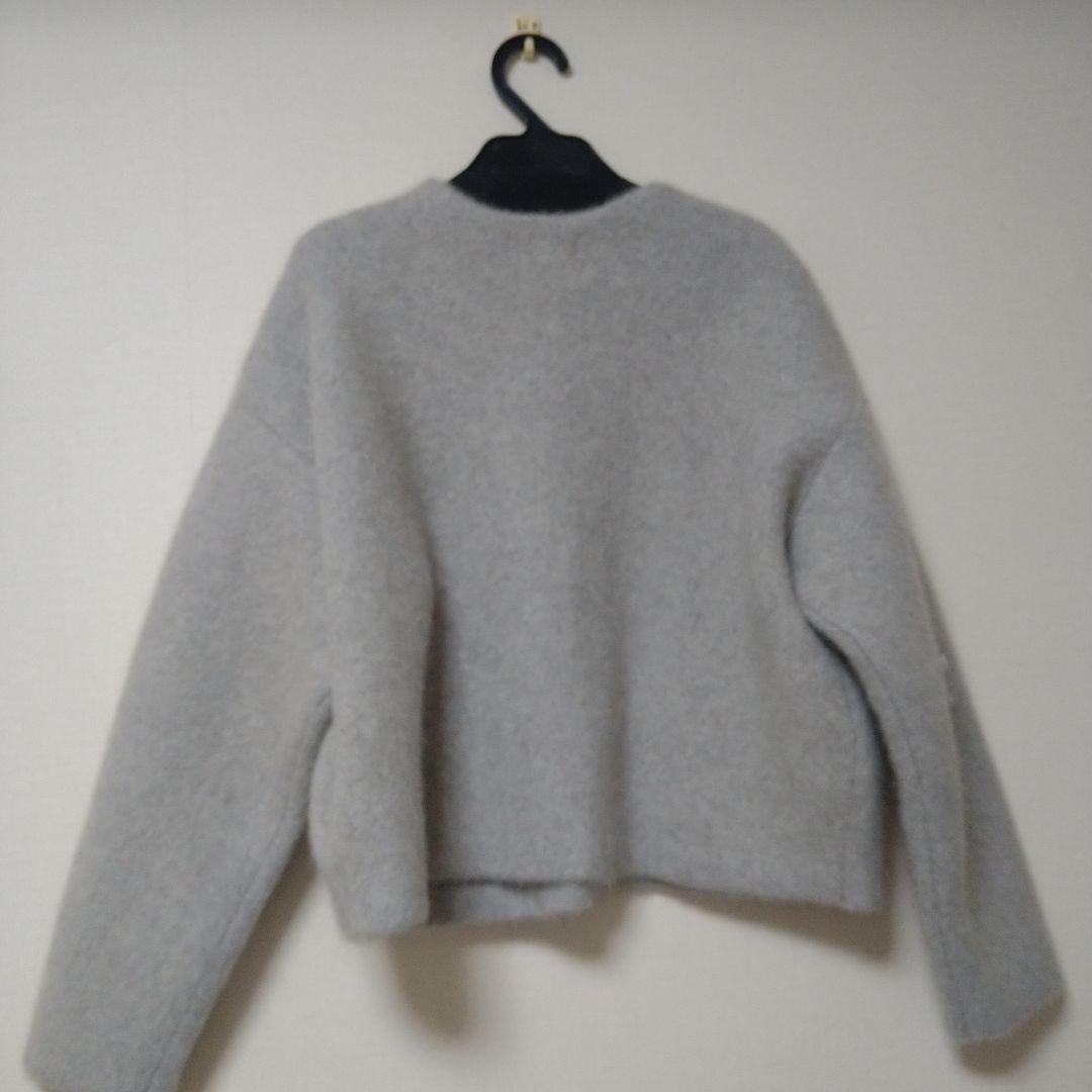 ラブティックボンボン ハイクオリティウール接結ジャケットカーディガンライトグレー