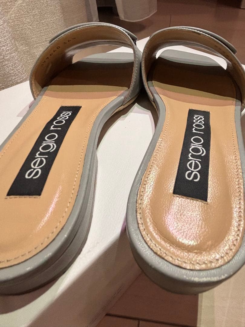 美品✨ sergio rossi SR1 フラットサンダル 37 ライトグレー