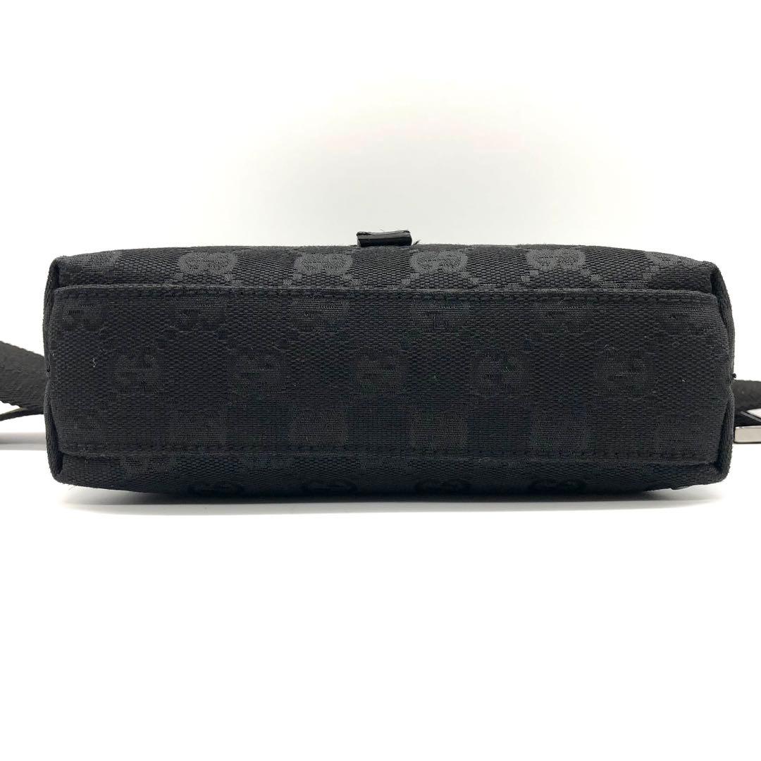 【美品】GUCCI ボディバッグ GG キャンバス レザー ジャッキー ブラック