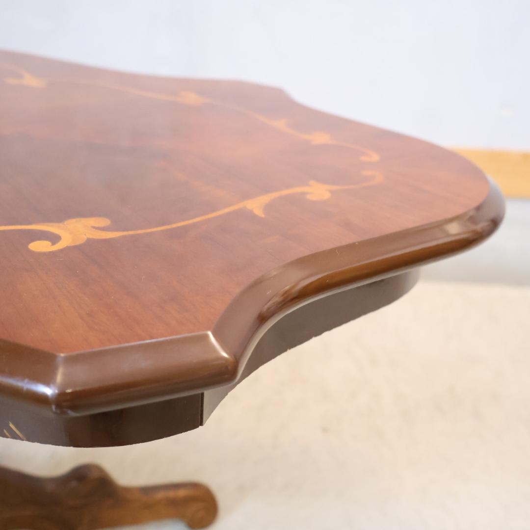 アンティーク調 カフェテーブル 円形 ロココ調 象嵌細工 エレガント 洋風