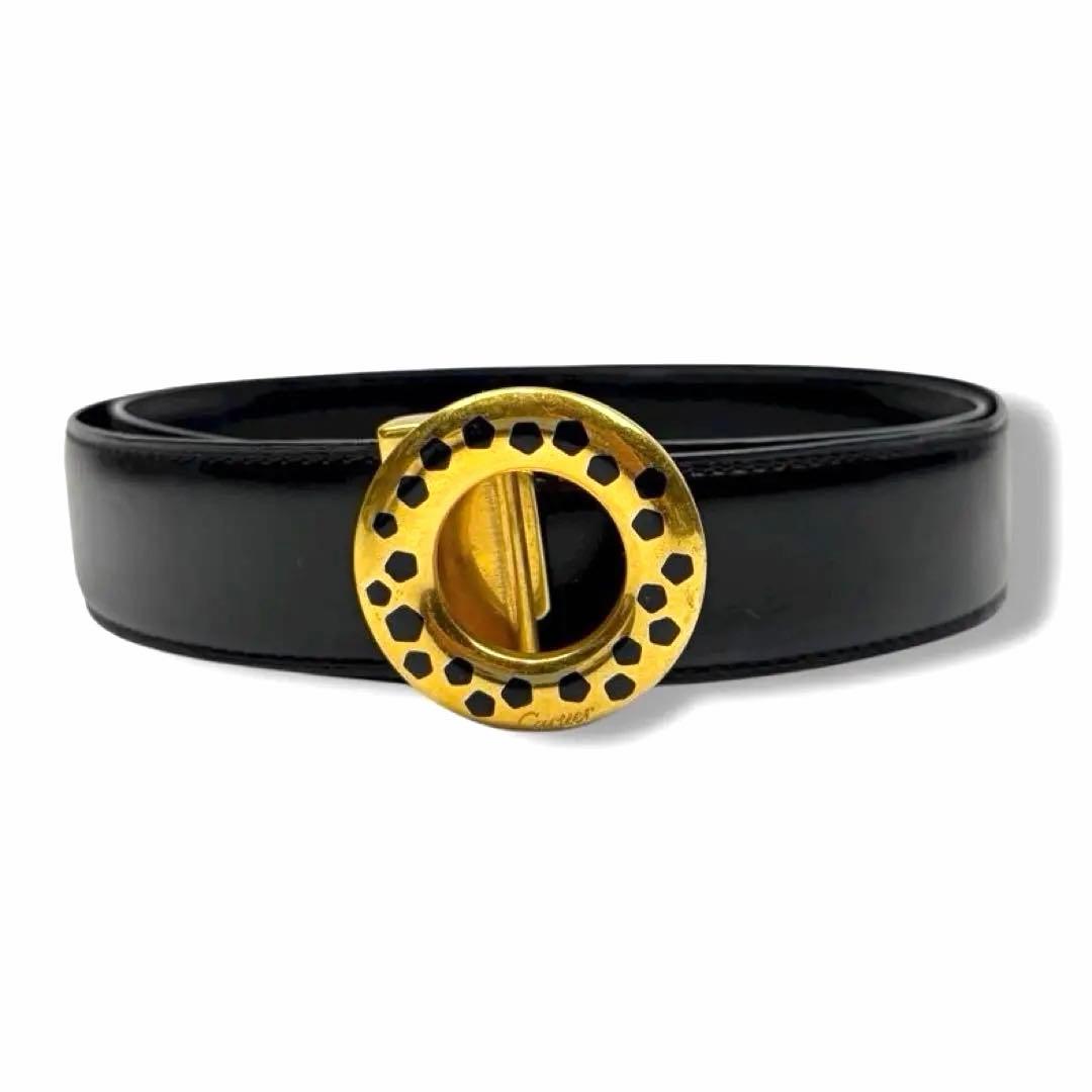 【希少】カルティエ Cartier パンサーバックル レザーベルト黒