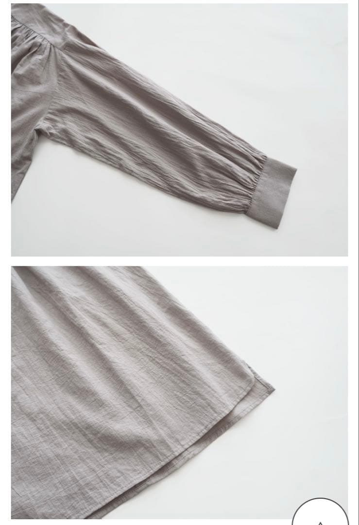 オオカミと月灯りのかぐや　ライトグレーコットンブラウス　ギャザー