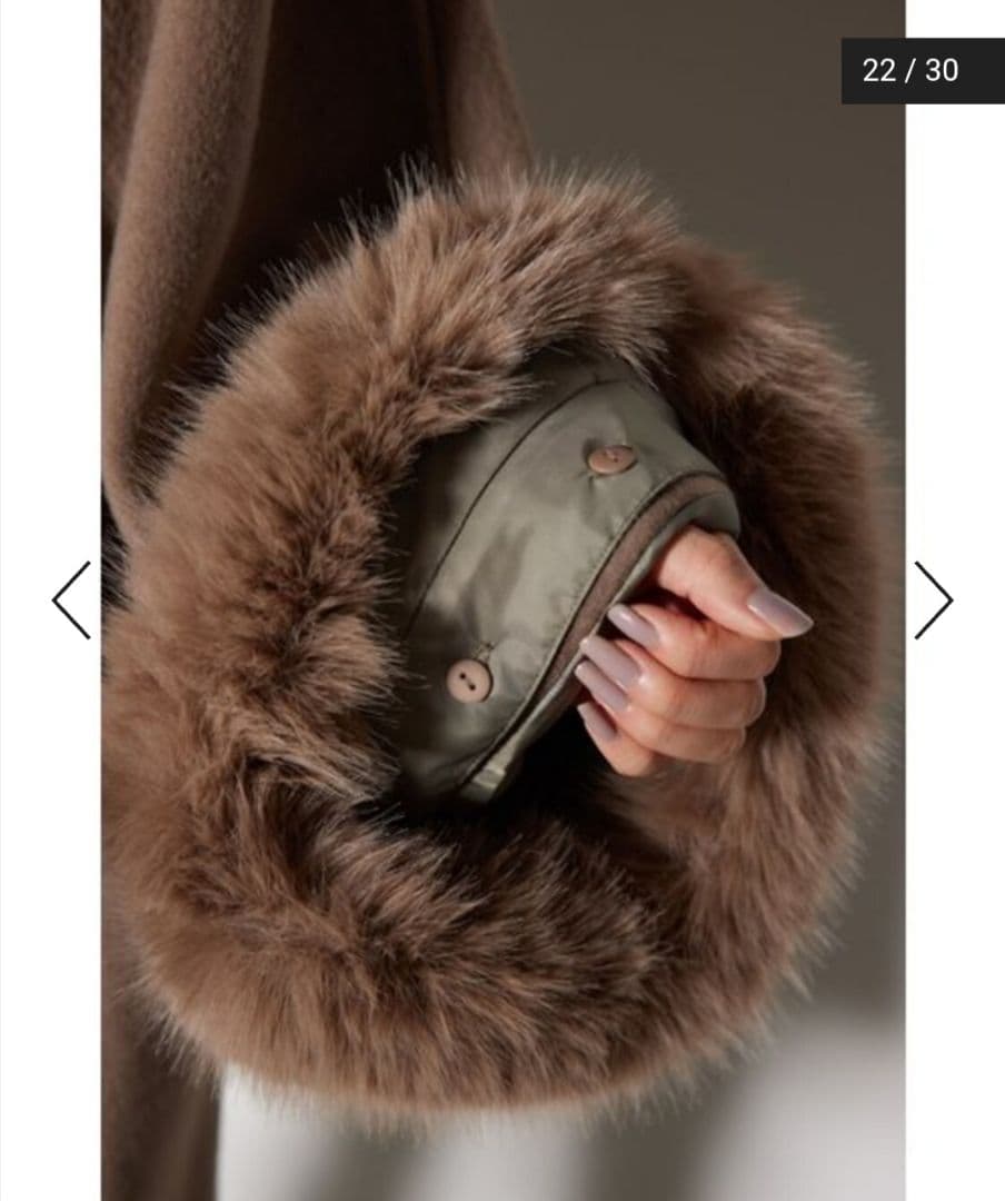 ねこね様 美品 rienda ウールMIXフードポンチョコート リエンダ ファー