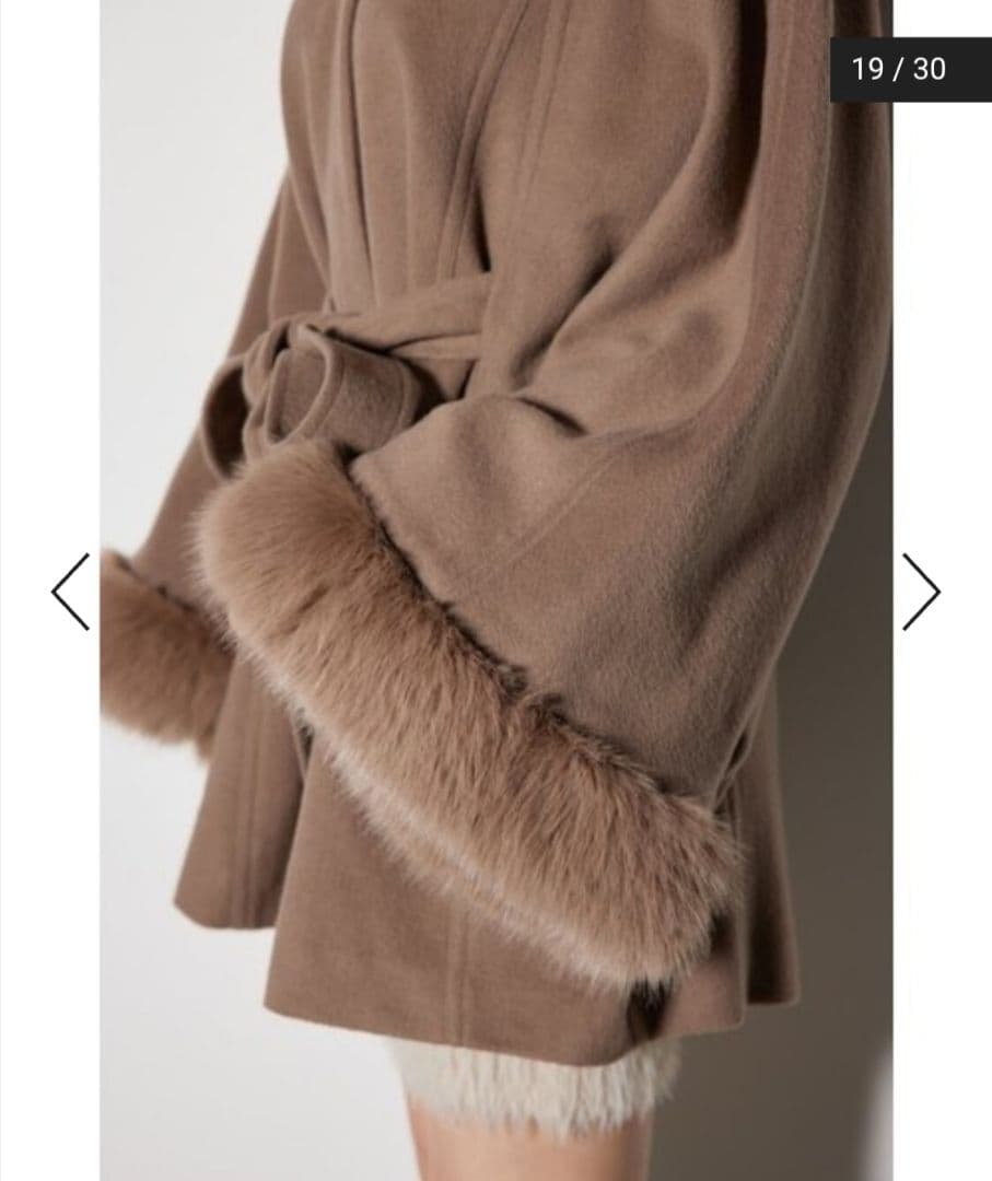 ねこね様 美品 rienda ウールMIXフードポンチョコート リエンダ ファー