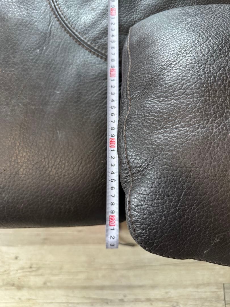 iDC 大塚家具 ソファ L型 220cm x 160cm 3人掛け 総革張り