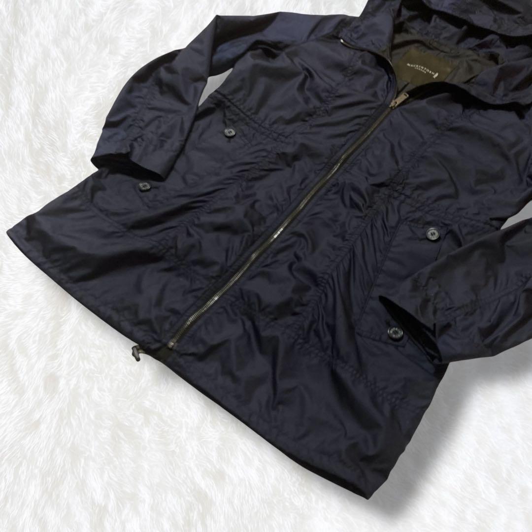 美品 マッキントッシュ ロンドン 撥水 ナイロンコート フーデッド ネイビー M