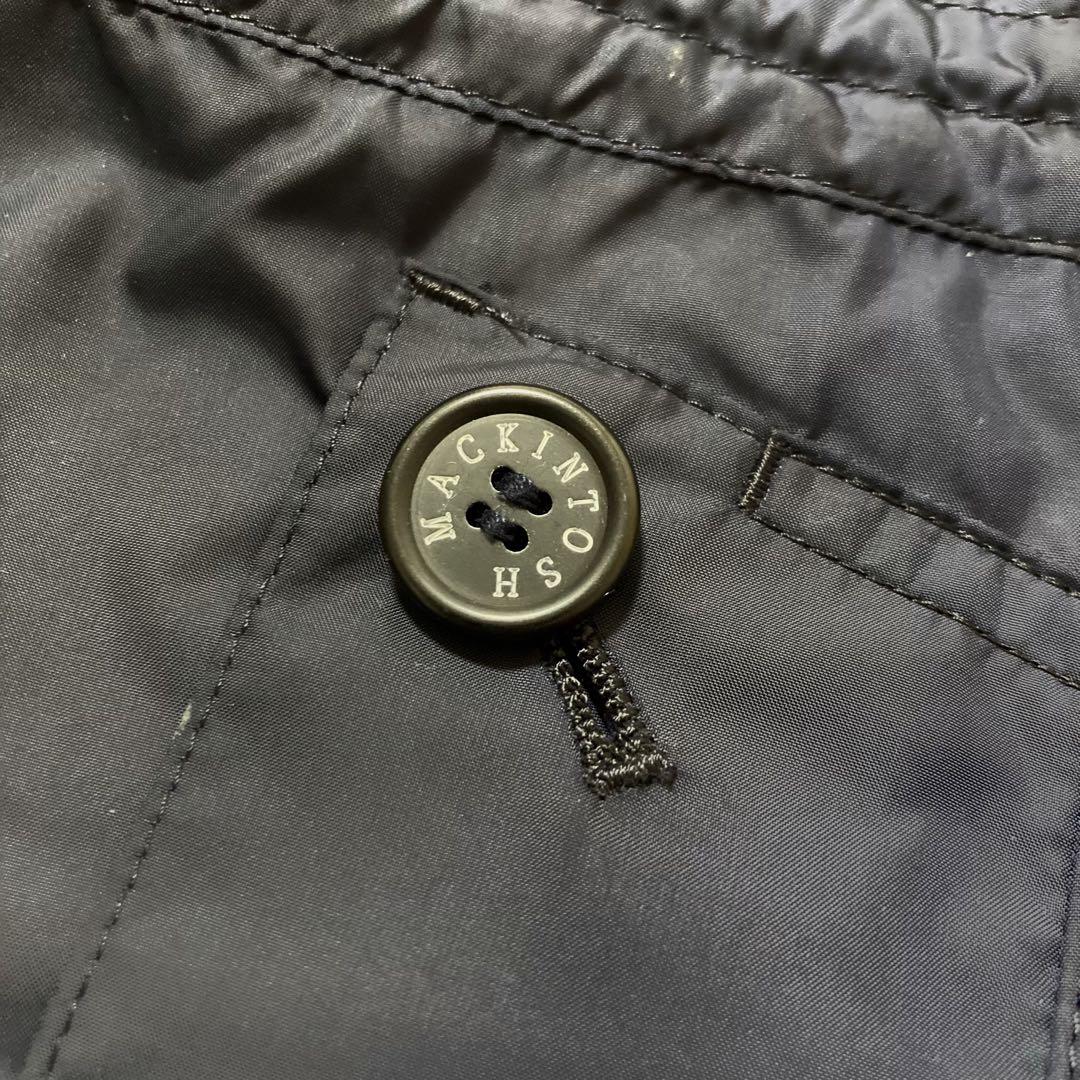 美品 マッキントッシュ ロンドン 撥水 ナイロンコート フーデッド ネイビー M