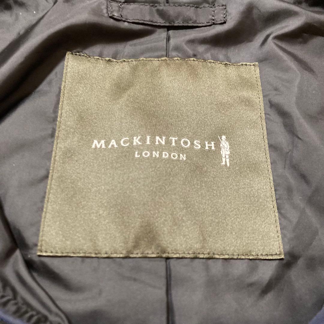 美品 マッキントッシュ ロンドン 撥水 ナイロンコート フーデッド ネイビー M