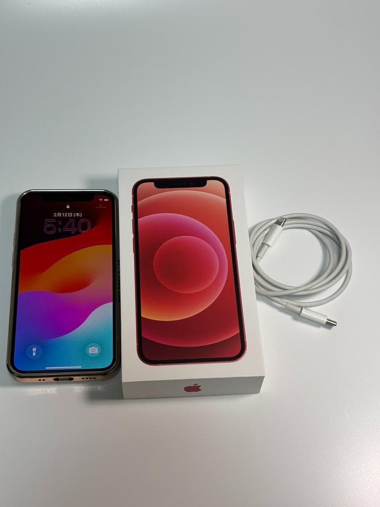 【美品】iPhone 12 mini レッド 128GB　Simフリー　72％