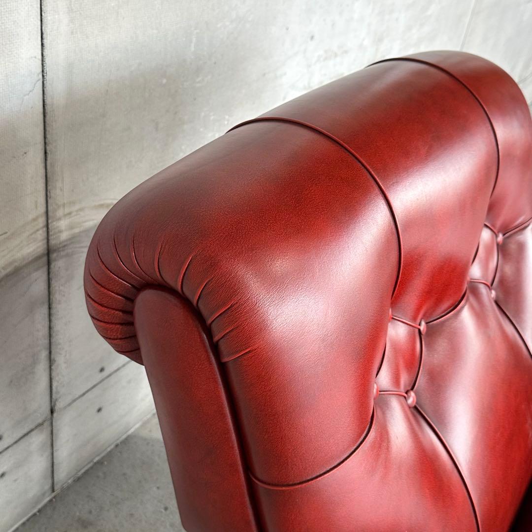 ★チェスターフィールド★総本革 ソファ 1P 英国アンティーク調 クラブチェア