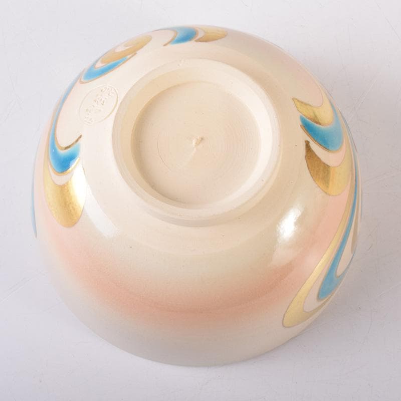空色　茶道具　京焼橋本紫雲作　色絵金彩　鳥文　茶碗　共布共箱　C　7426