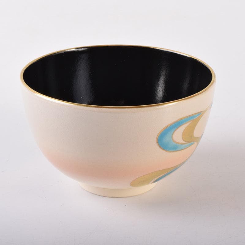 空色　茶道具　京焼橋本紫雲作　色絵金彩　鳥文　茶碗　共布共箱　C　7426