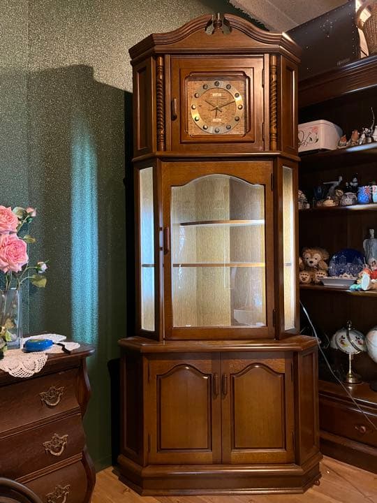 民芸家具 時計 インテリア コーナーラック キャビネット アンティーク 飾り棚