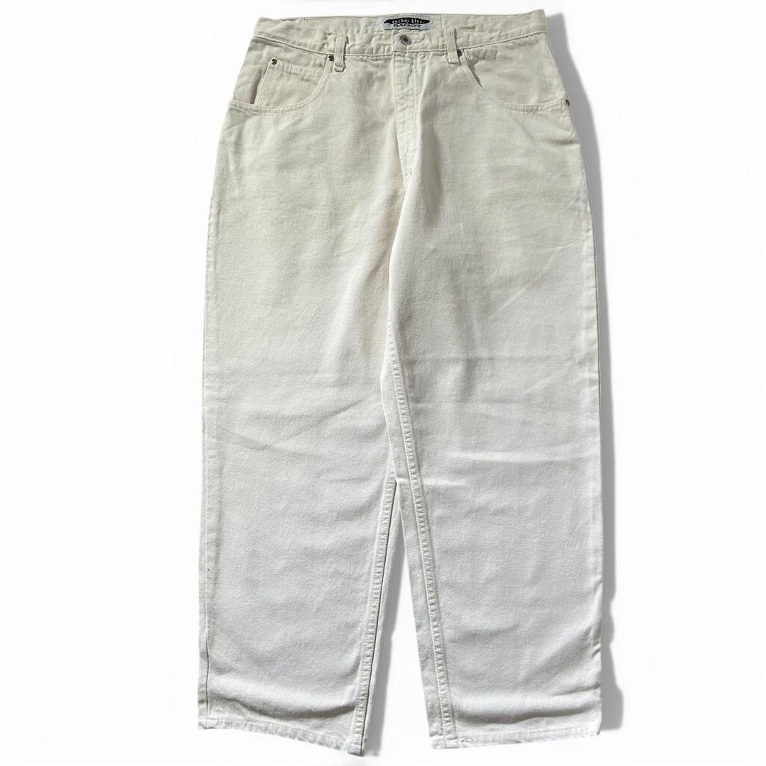 激レア 90s Anchor Blue バギーパンツ デニム W36 極太 白