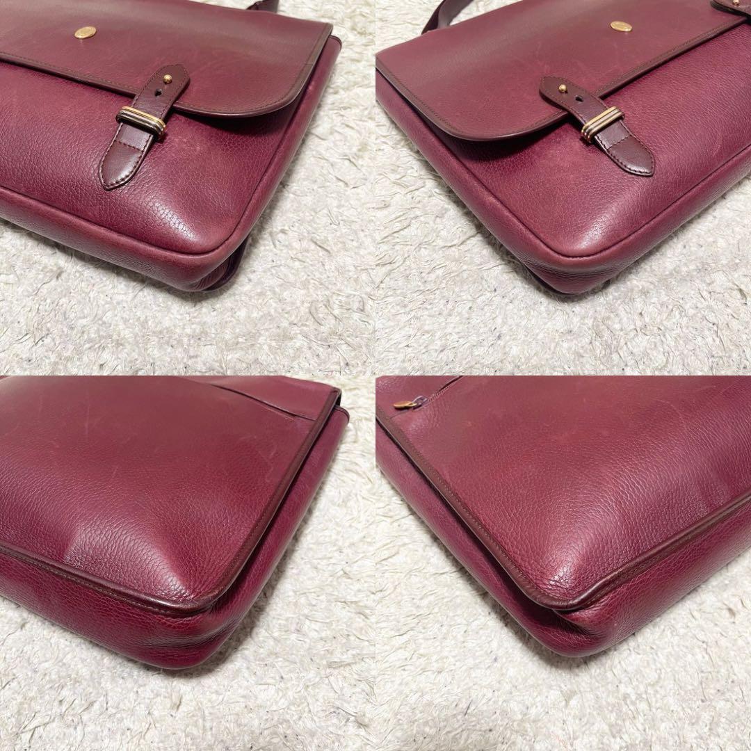 【A4可】カルティエ　ビジネスバッグ　フラップ　ボルドー　ゴールド金具
