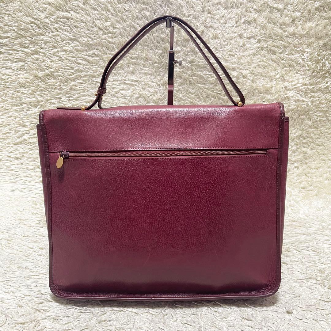 【A4可】カルティエ　ビジネスバッグ　フラップ　ボルドー　ゴールド金具