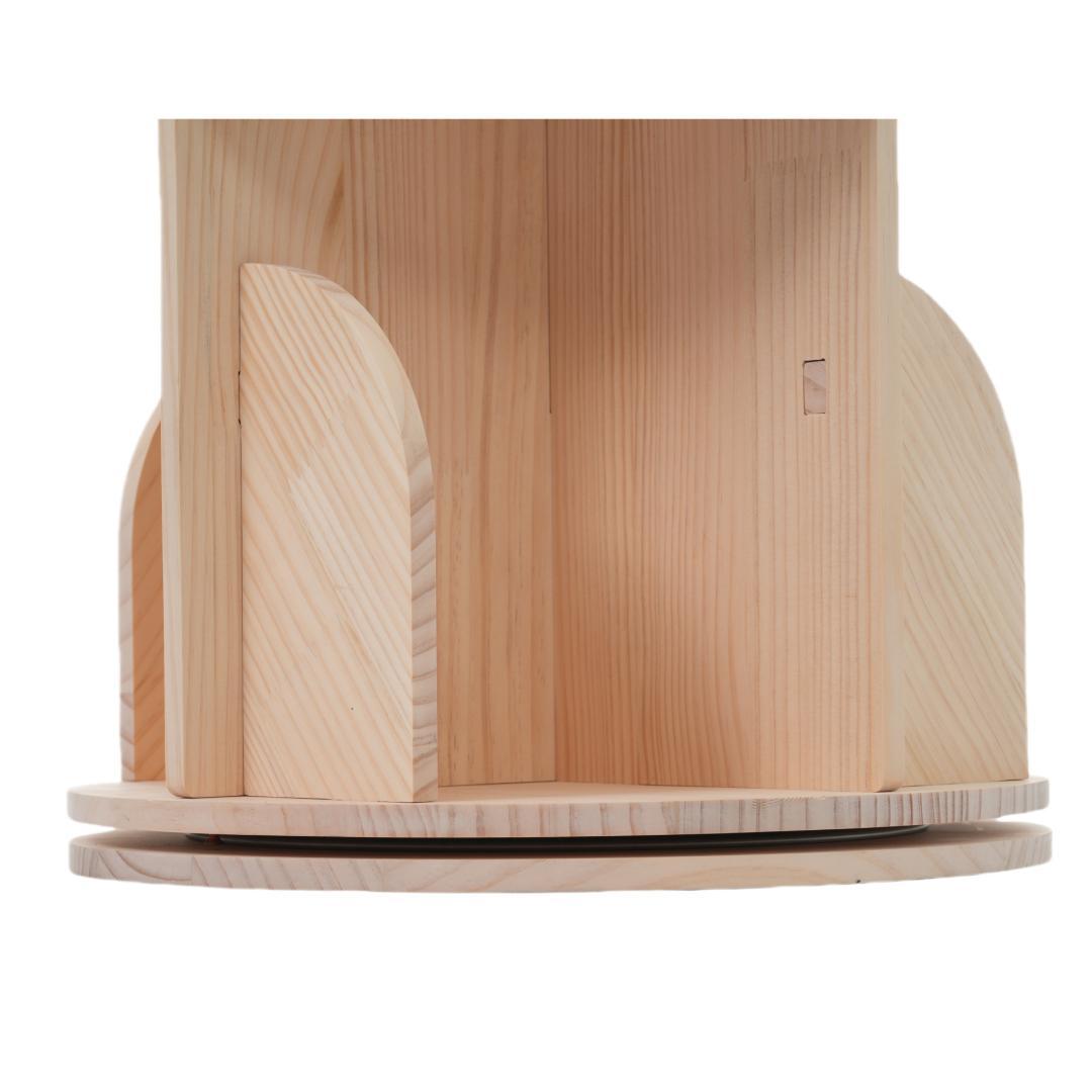 【3段-回転盤タイプ】無垢材 回転式本棚 絵本棚 360°回転棚 40*40cm