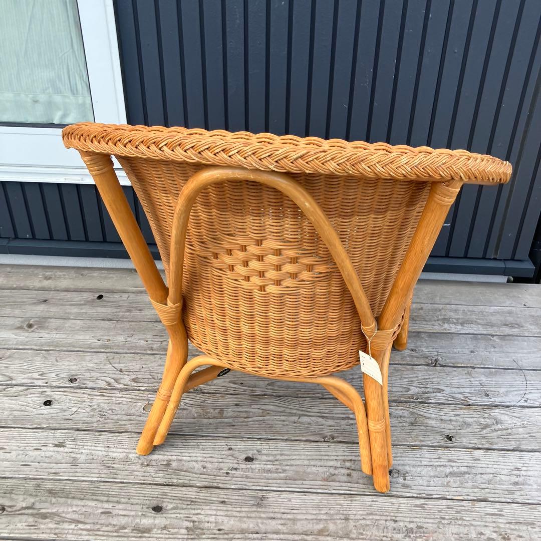 ② 昭和レトロ カザマ 花柄クッション アーチ型ラタンチェア アームチェア