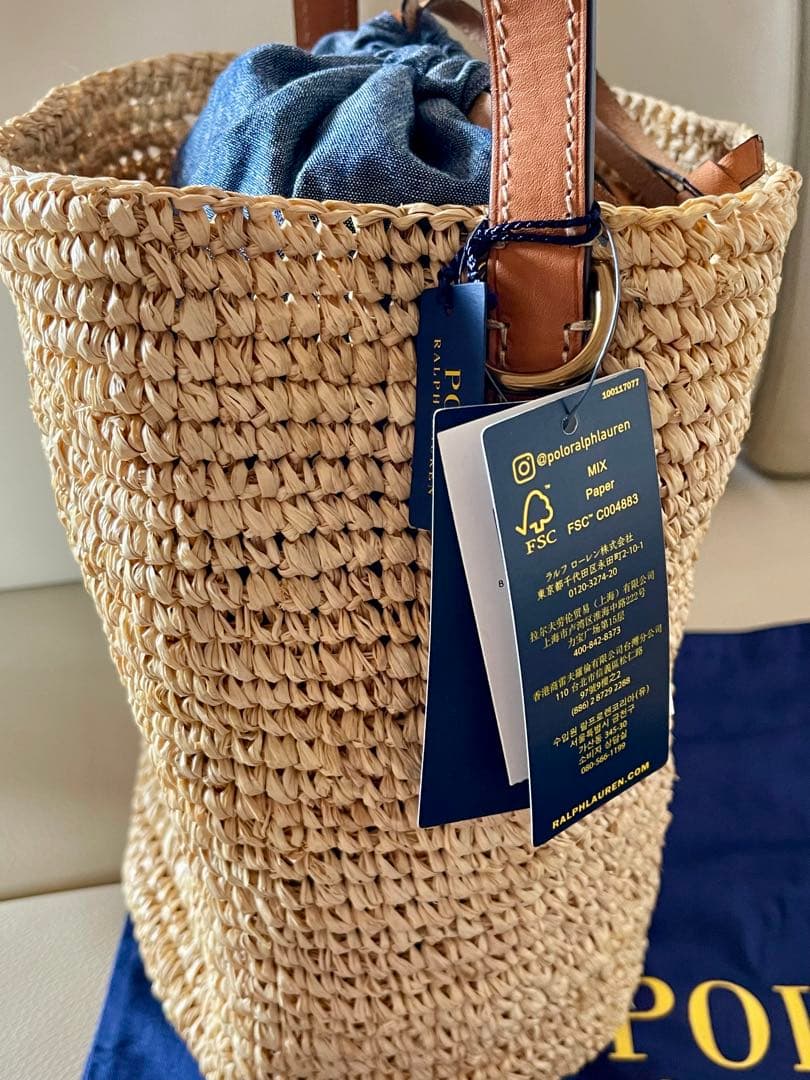 専用【新品】POLO Ralph Lauren ラフィア バケットバッグ