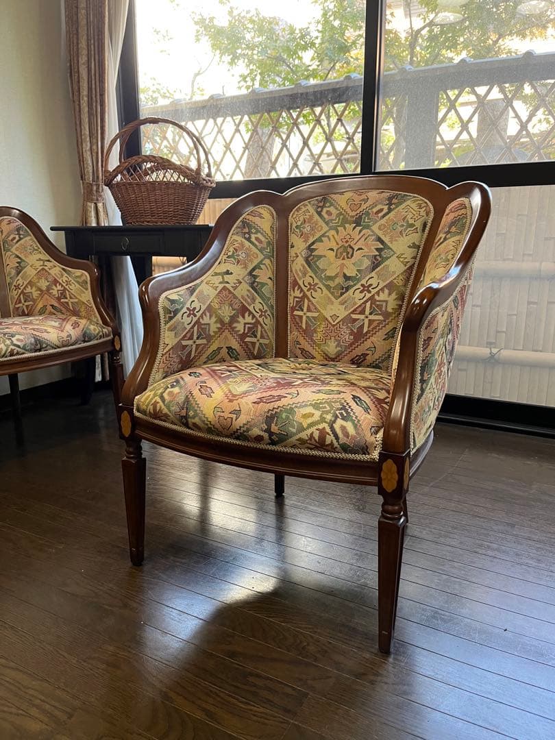 シングルソファ ② アンティーク インテリア イタリア 象嵌