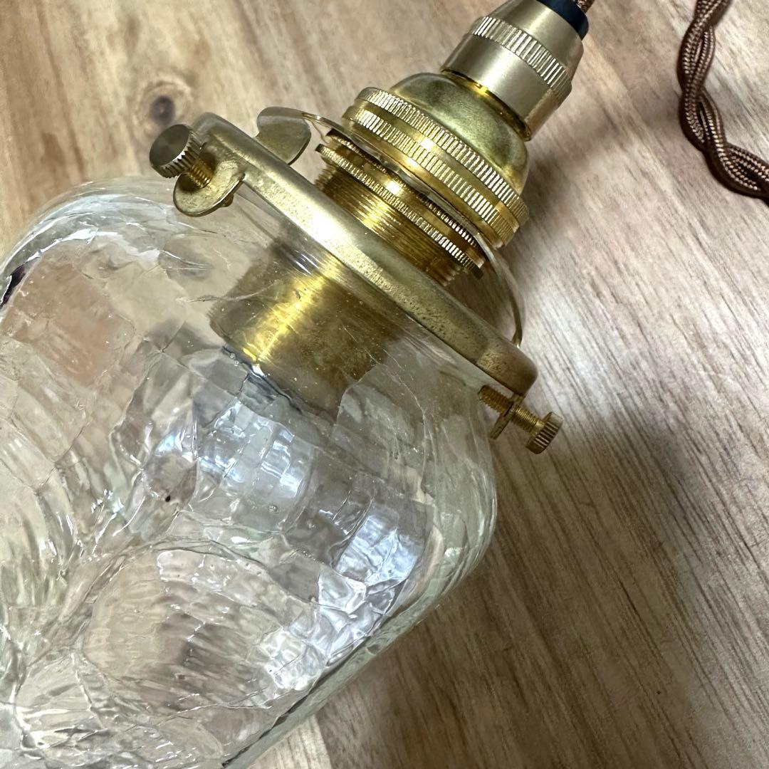 安土草多　あづちそうた　吹きガラス　八角瓶大　クラック　ペンダントライト