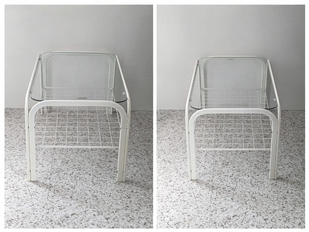 90s ビンテージ メタルフレーム ガラス センターテーブル スペースエイジ