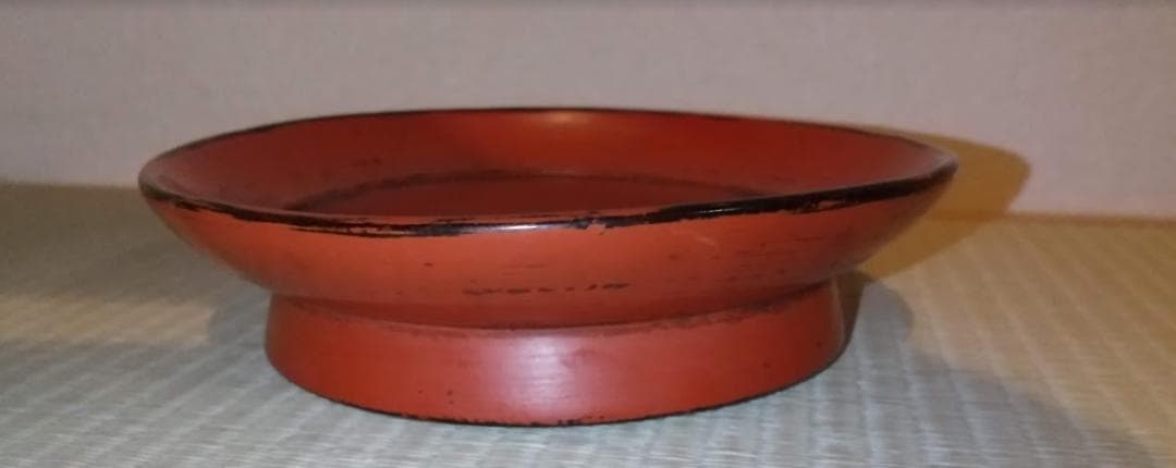 江戸期 根来塗 椿皿｜佛念朱書・侘びの景色・古漆器